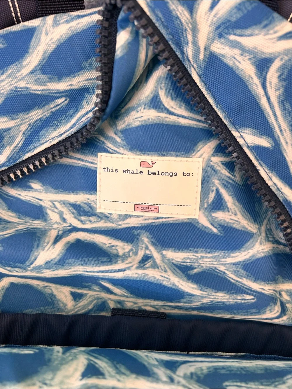Vineyard Vines Blue Patterned “shark shadows” Backpack